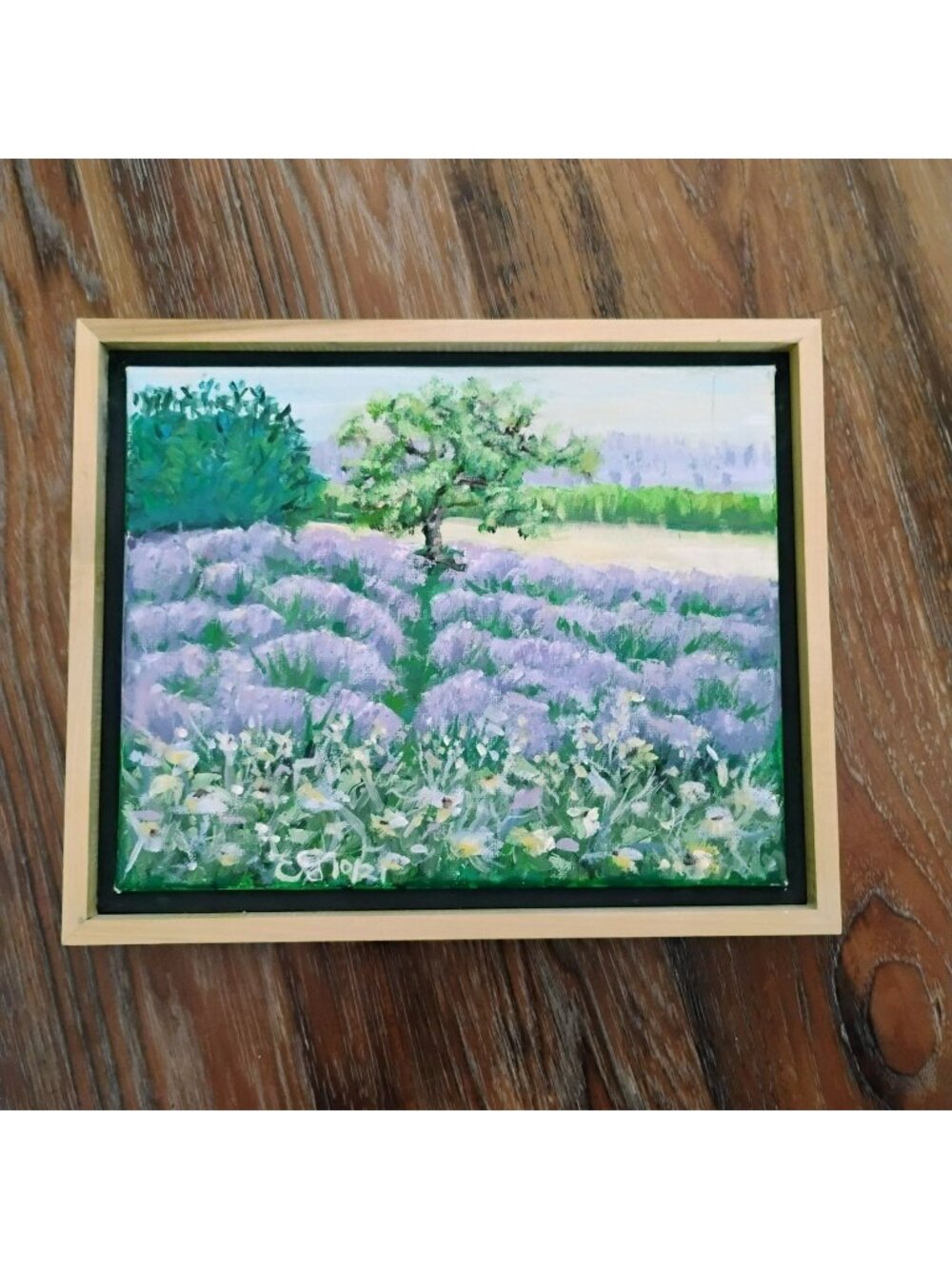 Framed Lavender Field Landscape Oil Painting On Canvas, Signed Original Art 11x9 - Picture 1 of 9